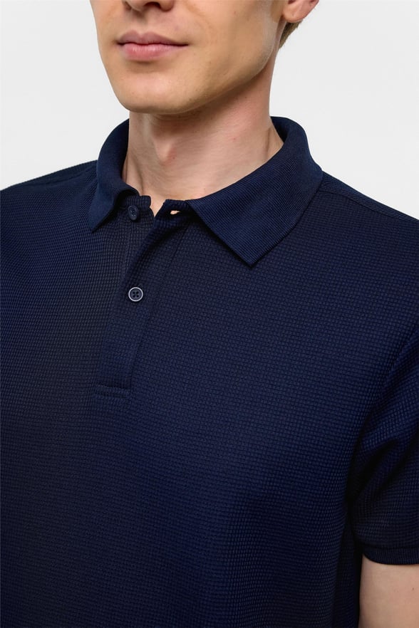 Lacivert Regular Armürlü Polo Yaka Tişört