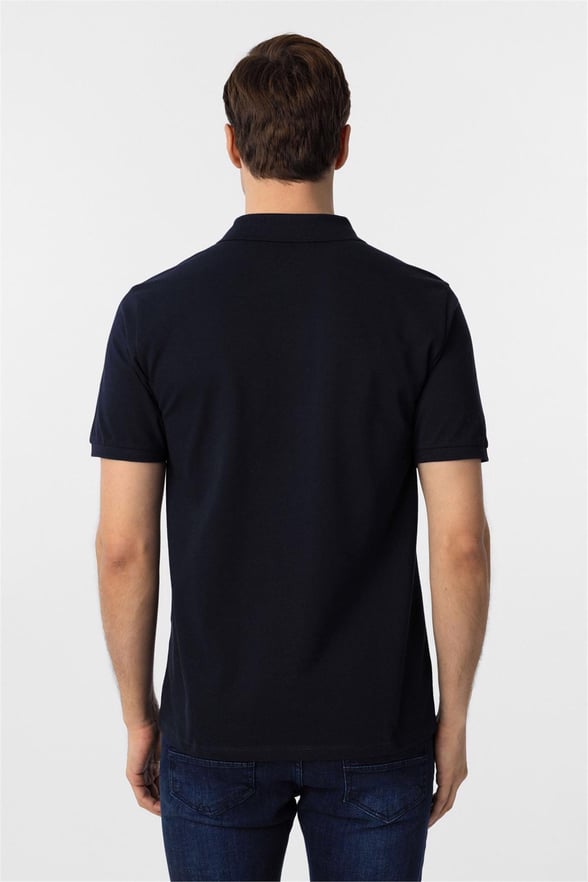 Lacivert Regular Armürlü Polo Yaka Tişört