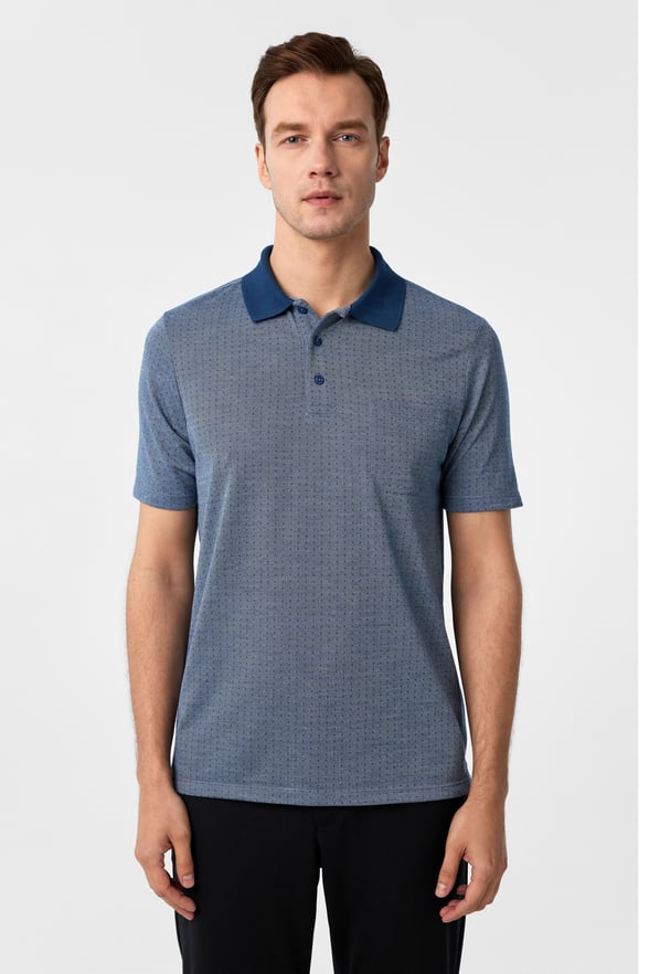 Lacivert Regular Armürlü Polo Yaka Tişört