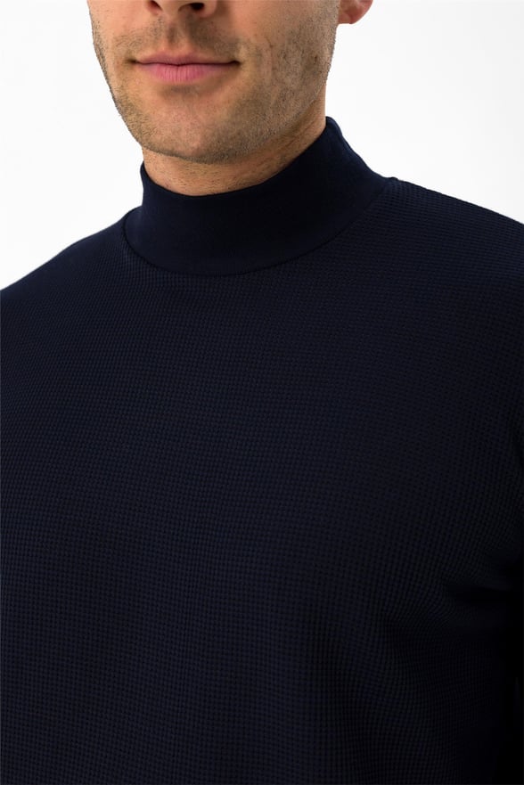 Lacivert Regular Armürlü Yarım Balıkçı Yaka  Sweatshirt