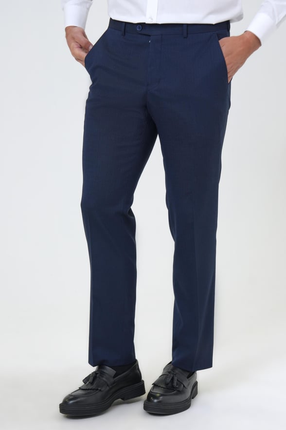 Lacivert Regular Desenli Kumaş Pantolon