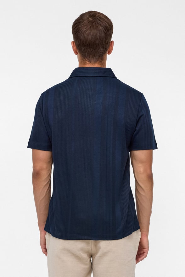Lacivert Regular Desenli Polo Yaka Tişört