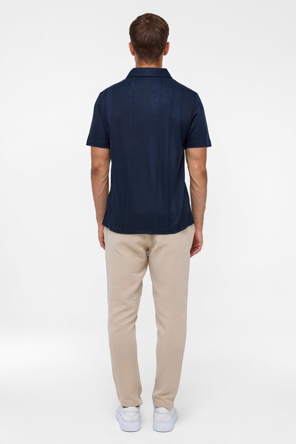 Lacivert Regular Desenli Polo Yaka Tişört