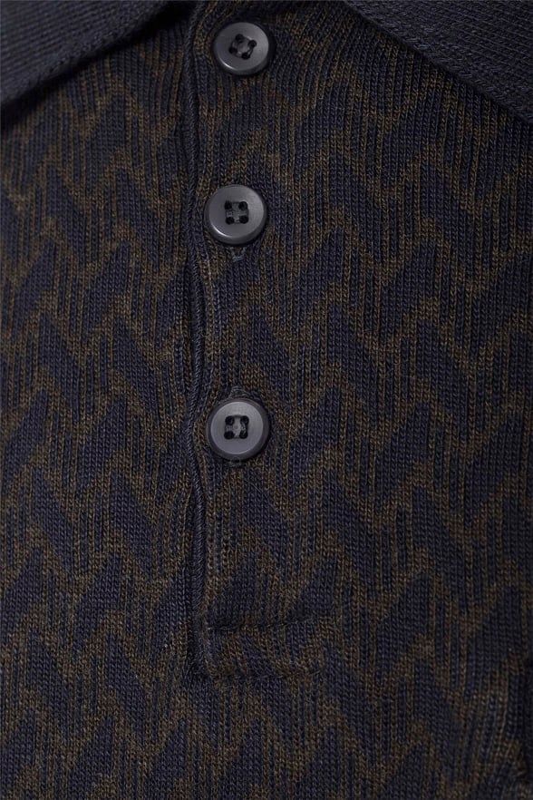 Lacivert Regular Desenli Polo Yaka Triko