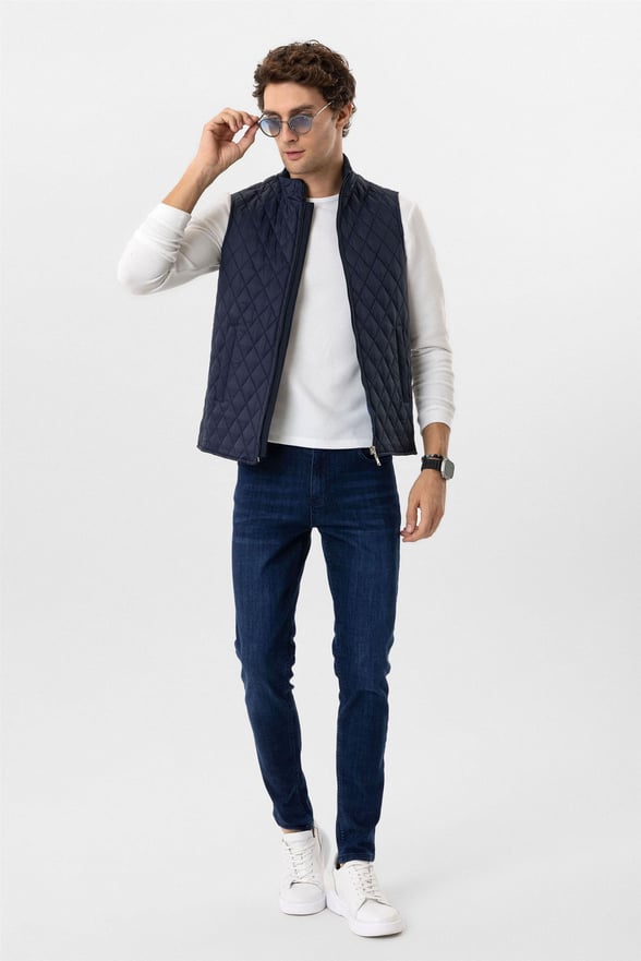Lacivert Regular Dolum Yelek
