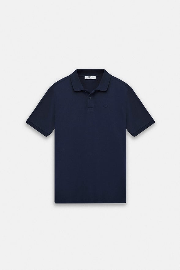 Lacivert Regular Düz Baskısız Pike Düğmeli Polo Yaka Tişört
