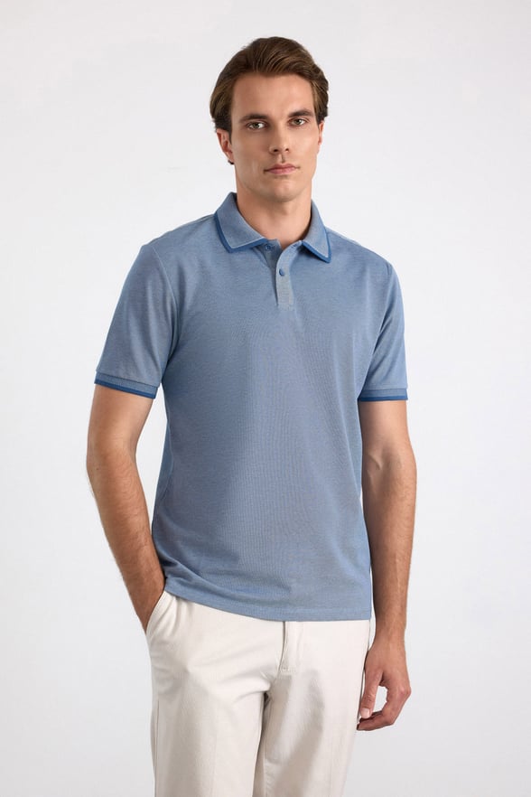 Lacivert Regular Düz Baskısız Pike Polo Yaka Standart Tişört