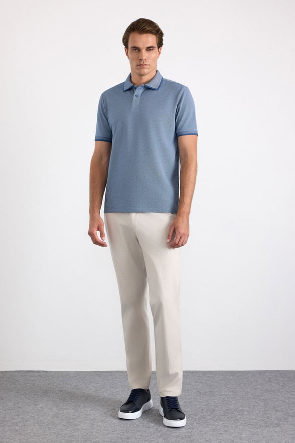 Lacivert Regular Düz Baskısız Pike Polo Yaka Standart Tişört