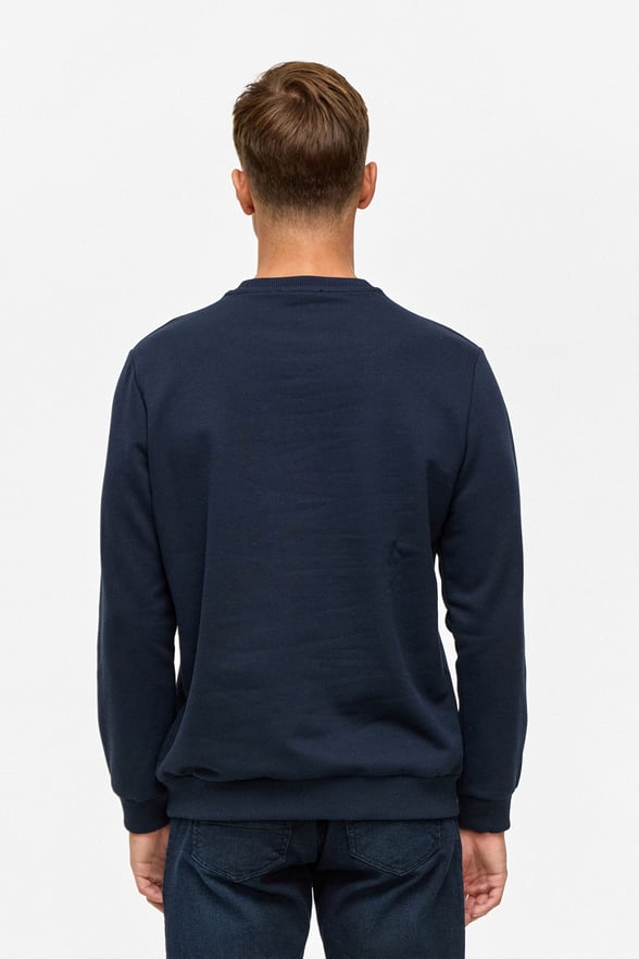 Lacivert Regular Düz Bisiklet Yaka Sweatshirt
