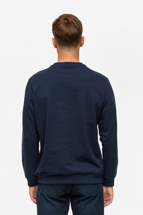 Lacivert Regular Düz Bisiklet Yaka Sweatshirt