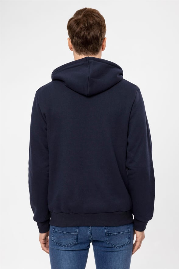 Lacivert Regular Düz Kapişonlu Yaka  Sweatshirt
