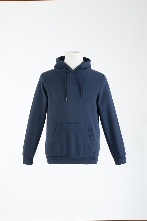 Lacivert Regular Düz Kapişonlu Yaka Sweatshirt
