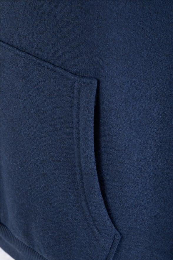 Lacivert Regular Düz Kapişonlu Yaka Sweatshirt