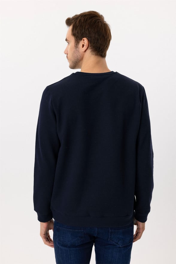 Lacivert Regular Düz O Yaka Sweatshirt