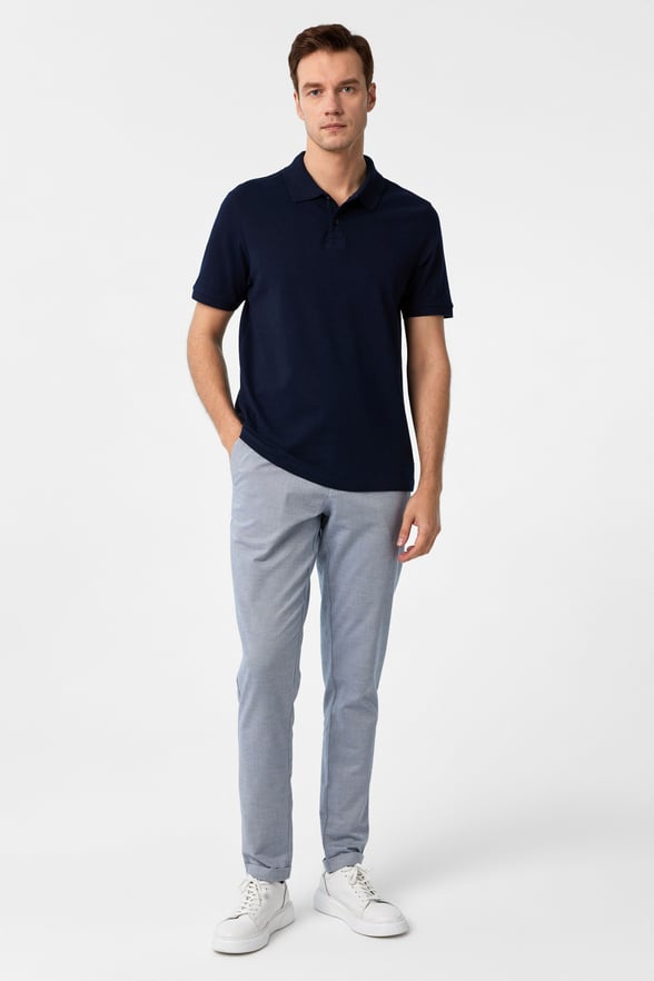 Lacivert Regular Düz Polo Yaka Tişört