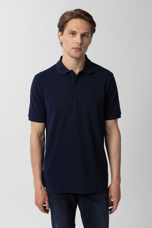 Lacivert Regular Düz Polo Yaka Tişört