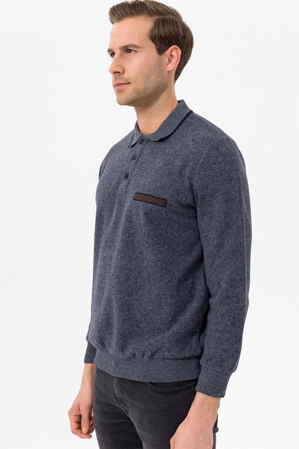 Lacivert Regular Düz Polo Yaka  Triko