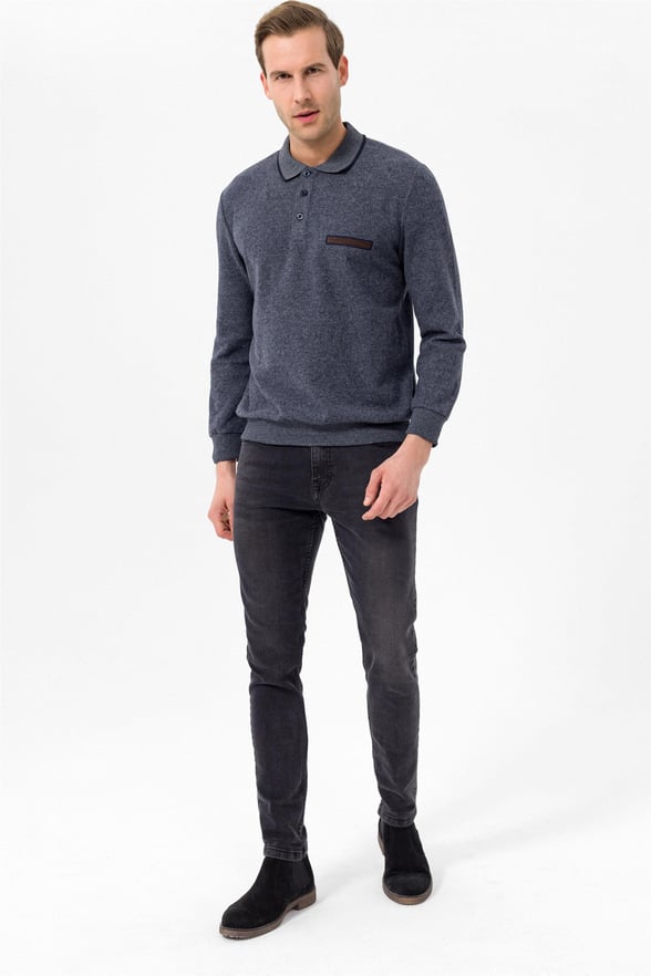 Lacivert Regular Düz Polo Yaka  Triko