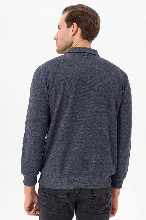 Lacivert Regular Düz Polo Yaka  Triko