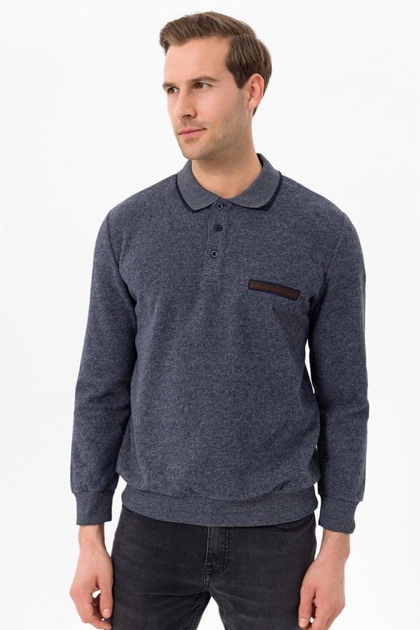 Lacivert Regular Düz Polo Yaka  Triko