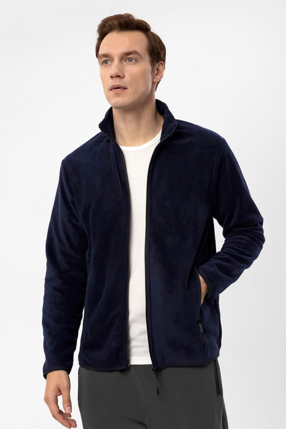 Lacivert Regular Düz Sivri Yaka  Sweatshirt