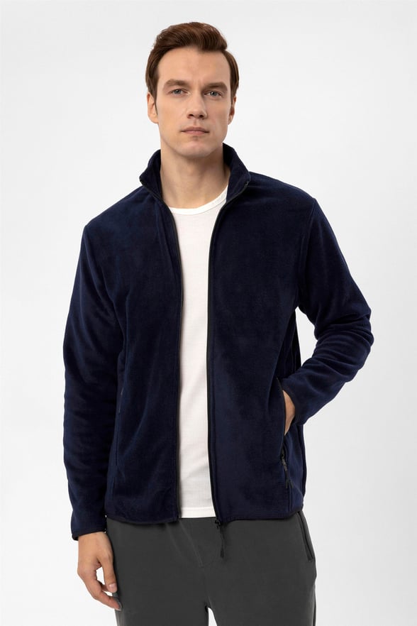 Lacivert Regular Düz Sivri Yaka  Sweatshirt
