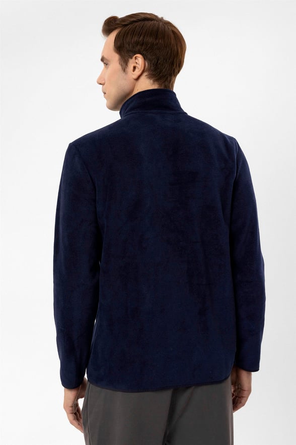 Lacivert Regular Düz Sivri Yaka  Sweatshirt
