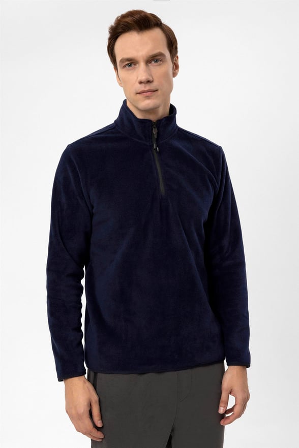 Lacivert Regular Düz Sivri Yaka  Sweatshirt