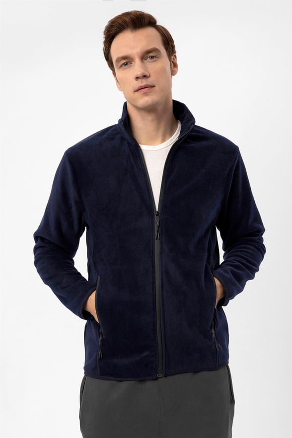 Lacivert Regular Düz Sivri Yaka  Sweatshirt