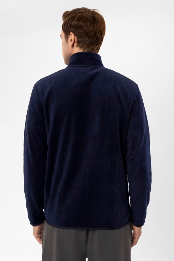 Lacivert Regular Düz Sivri Yaka  Sweatshirt