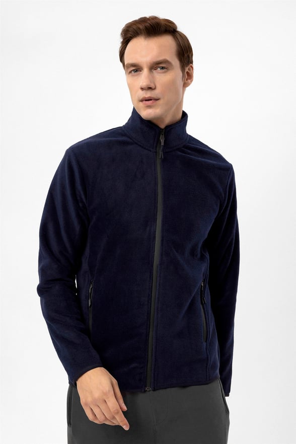 Lacivert Regular Düz Sivri Yaka  Sweatshirt