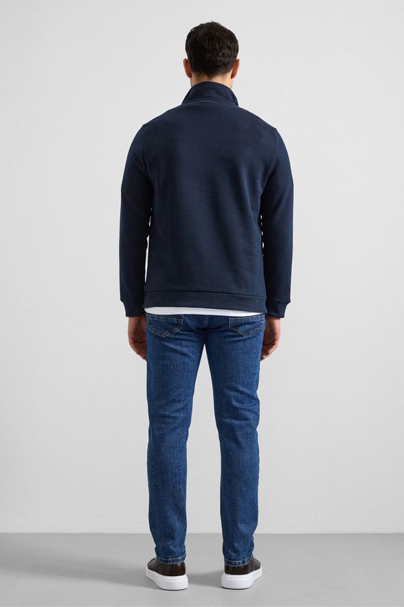 Lacivert Regular Düz Yarım Balıkçı Yaka Sweatshirt