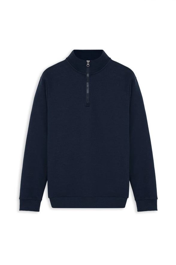 Lacivert Regular Düz Yarım Balıkçı Yaka Sweatshirt