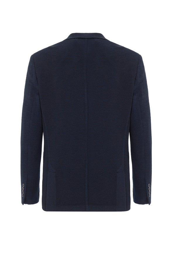 Lacivert Regular Fit Desenli Mono Yaka 4 Drop Ceket