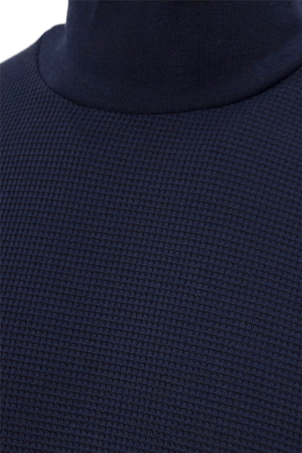 Lacivert Regular Kapitone Yarım Balıkçı Yaka  Sweatshirt