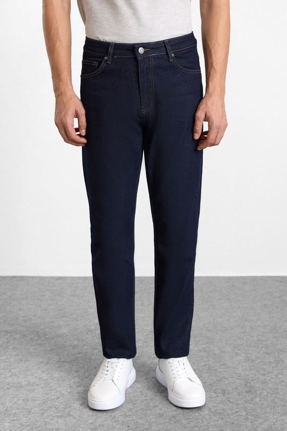 Lacivert Regular Normal Bel Denim Pantolon