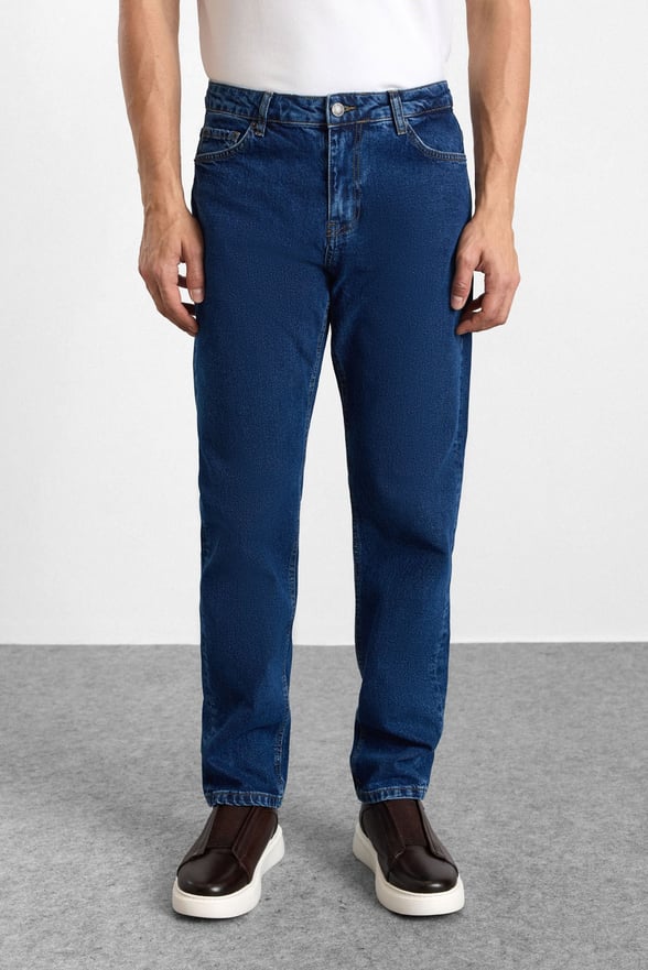 Lacivert Regular Normal Bel Denim Pantolon
