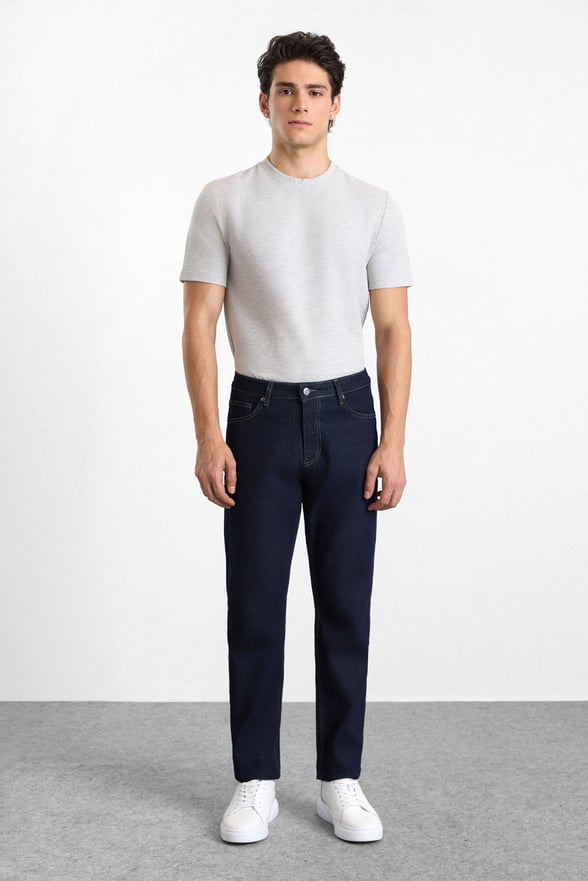 Lacivert Regular Normal Bel Denim Pantolon