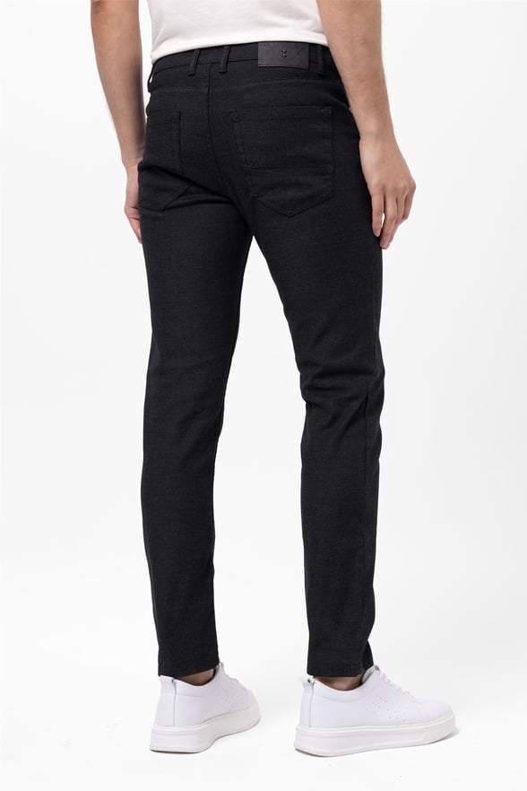 Lacivert Slim 5 Cep Kalıp Armürlü Pantolon