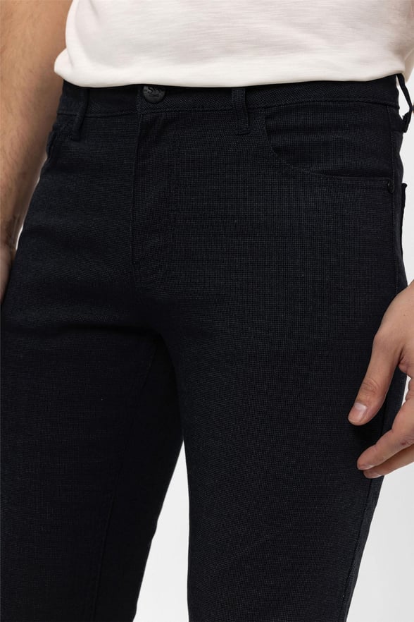 Lacivert Slim 5 Cep Kalıp Armürlü Pantolon