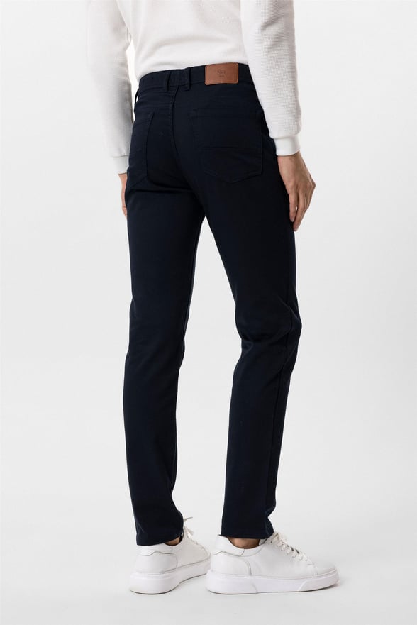 Lacivert Slim 5 Cep Kalıp Düz Pantolon