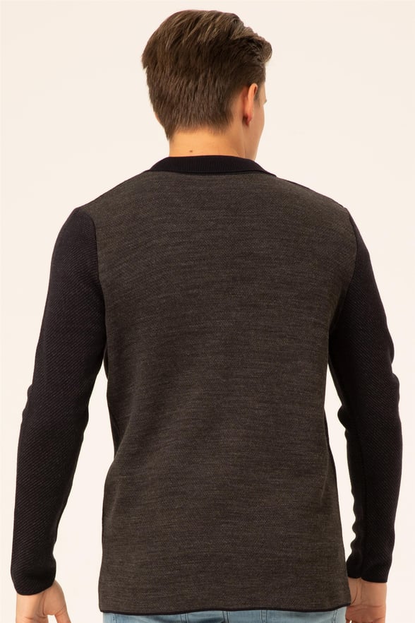 Lacivert Slim Armürlü   Hırka