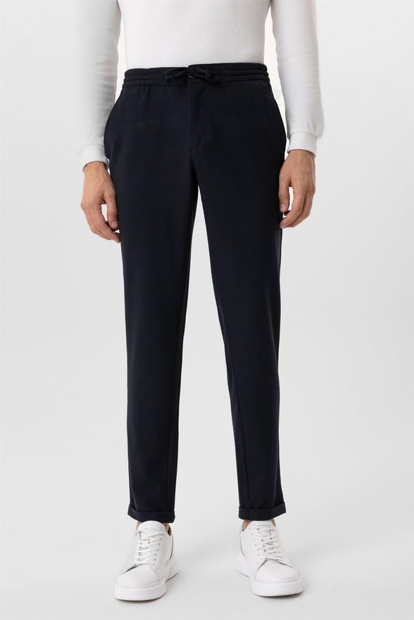 Lacivert Slim Armürlü Jogger Pantolon