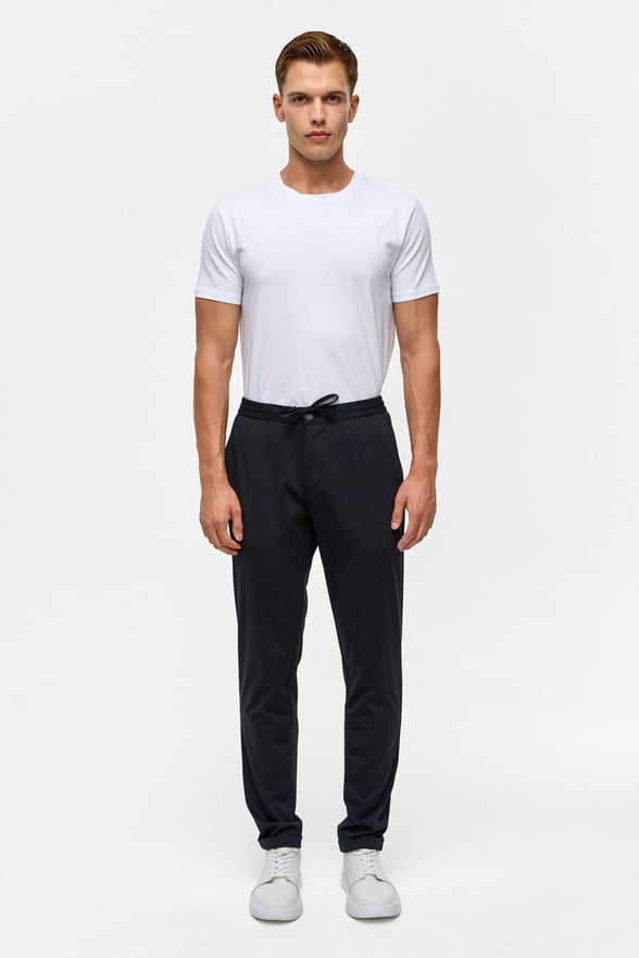 Lacivert Slim Armürlü Jogger Pantolon