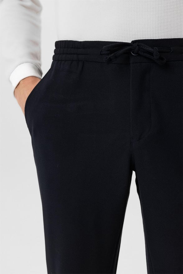 Lacivert Slim Armürlü Jogger Pantolon