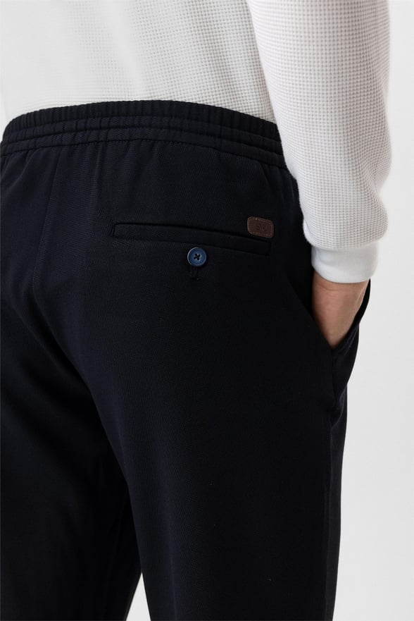 Lacivert Slim Armürlü Jogger Pantolon