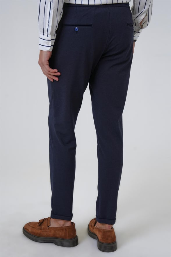 Lacivert Slim Armürlü Jogger Pantolon