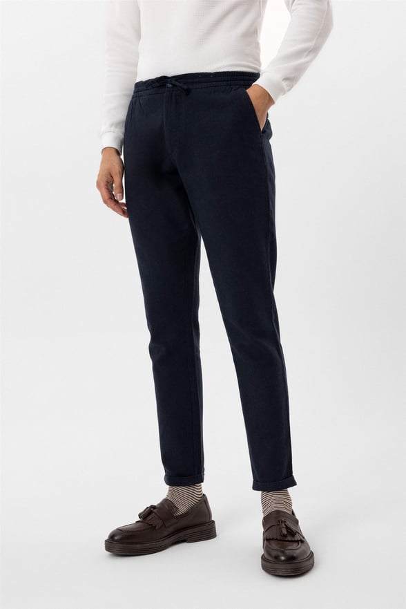 Lacivert Slim Armürlü Jogger Pantolon
