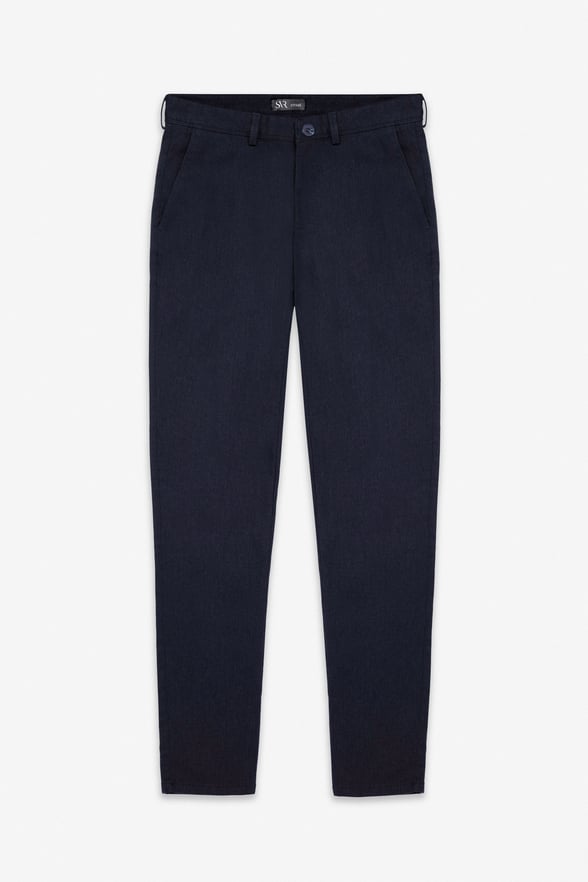 Lacivert Slim Armürlü Kanvas Casual Pantolon