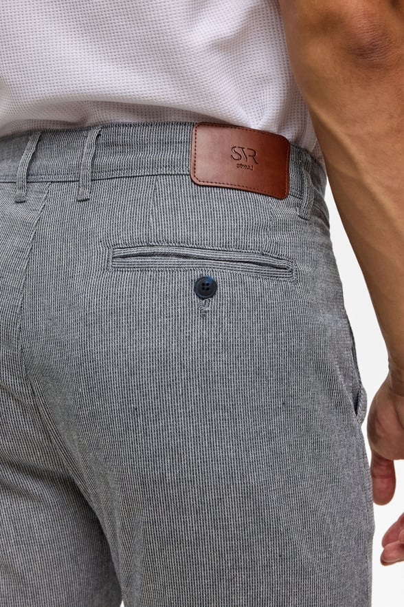 Lacivert Slim Armürlü Kanvas Pantolon